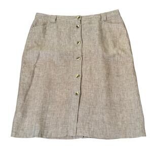 Orvis 100% Linen Size 16 Button Front Skirt